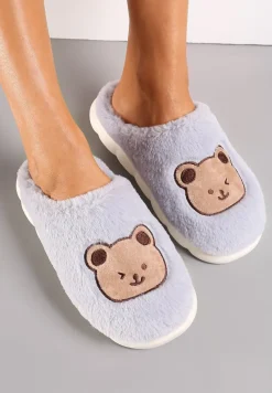 Szare Kapcie z Naszywką Misia Thespe