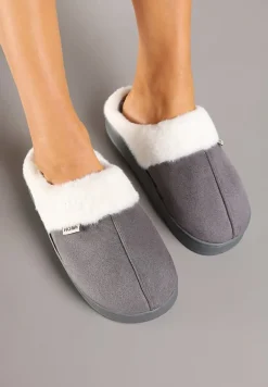 Szare Klasyczne Kapcie Vices z Ozdobnym Futrem Eleahilde