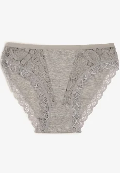 Szare Koronkowe Figi Majtki z Bawełny Eaelia