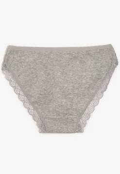 Szare Koronkowe Figi Majtki z Bawełny Eaelia