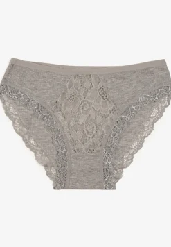Szare Koronkowe Majtki Figi z Bawełny z Gumką w Pasie Amivia