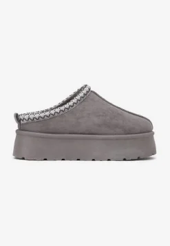 Szare Krótkie Śniegowce na Platformie Emalith