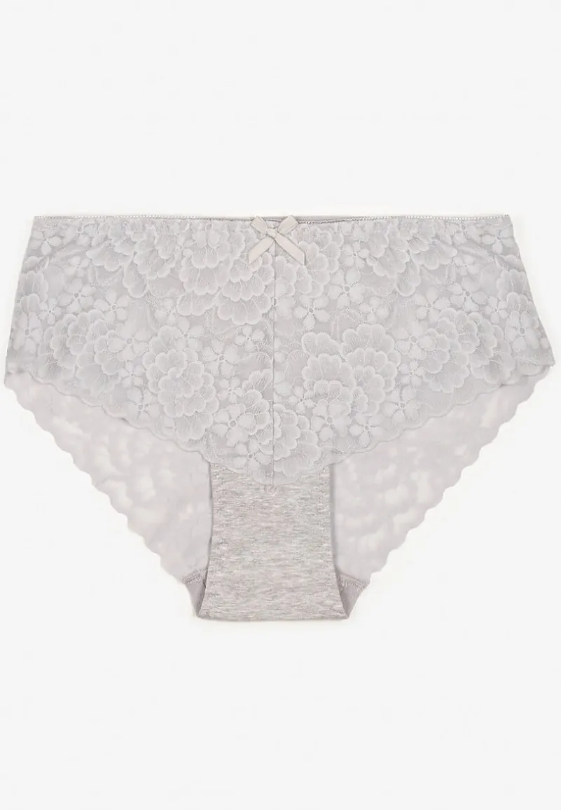 Szare Majtki Figi Bawełniane z Koronki Sonalitia