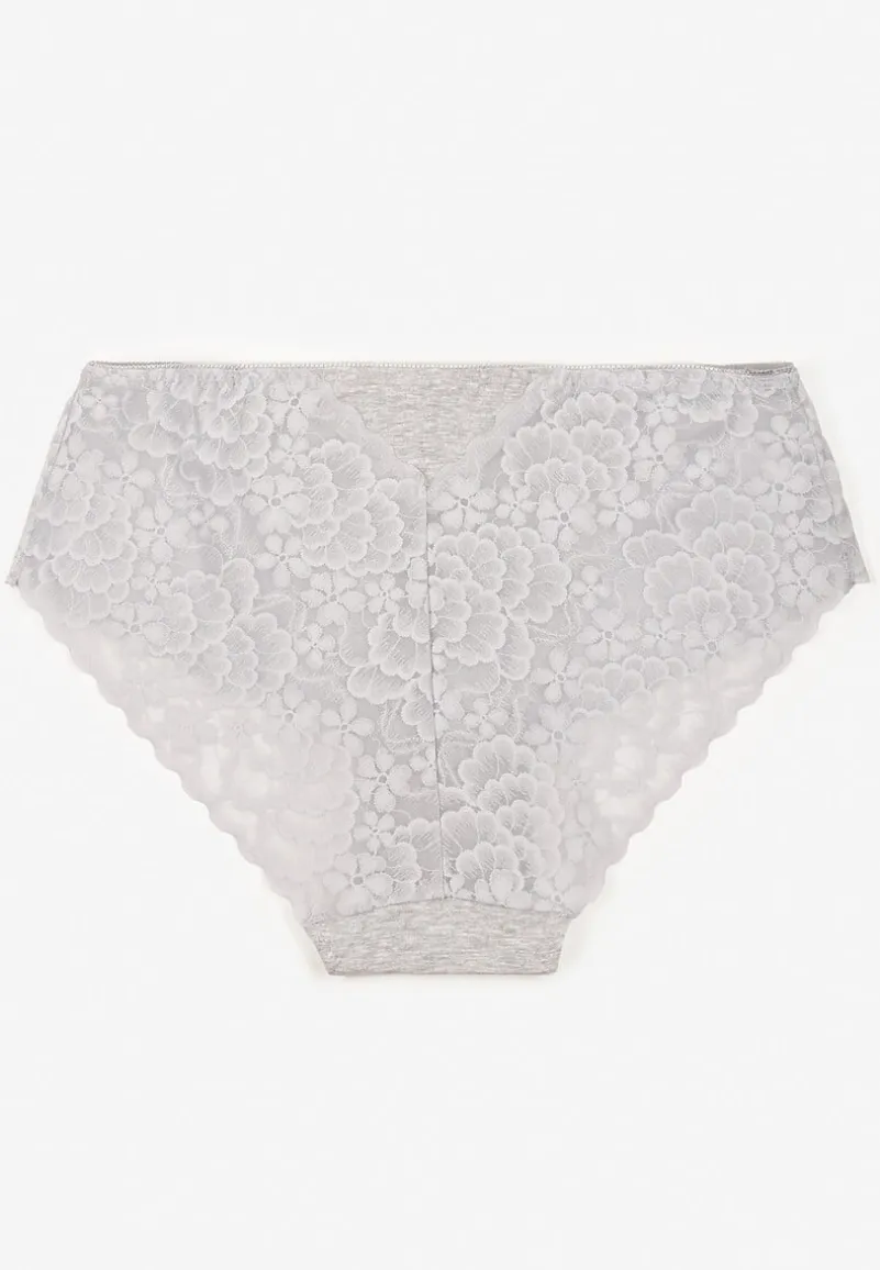 Szare Majtki Figi Bawełniane z Koronki Sonalitia