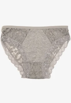 Szare Majtki Figi Ozdobione Koronką w Kwiatowy Wzór Belenia