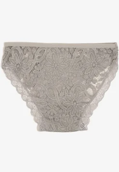 Szare Majtki Figi Ozdobione Koronką w Kwiatowy Wzór Belenia