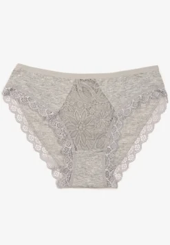 Szare Majtki Figi Ozdobione Wstawkami z Koronki Povia