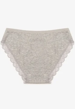 Szare Majtki Figi Ozdobione Wstawkami z Koronki Povia