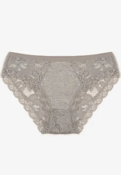Szare Majtki Typu Figi Ozdobione Koronkowymi Wstawkami Omikka
