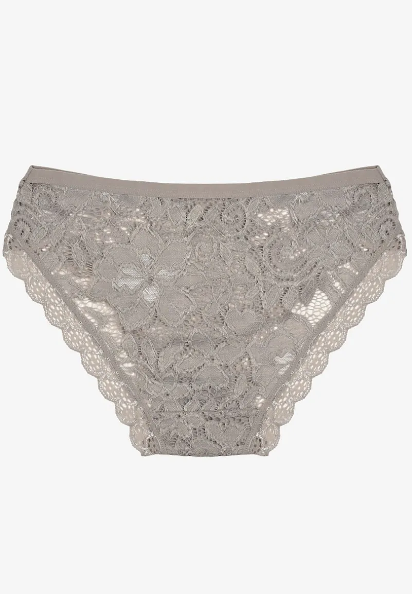 Szare Majtki Typu Figi Ozdobione Koronkowymi Wstawkami Omikka