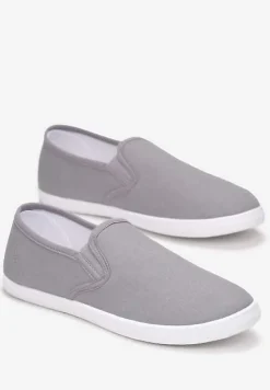 Szare Materiałowe Tenisówki na Elastycznej Podeszwie Aishani
