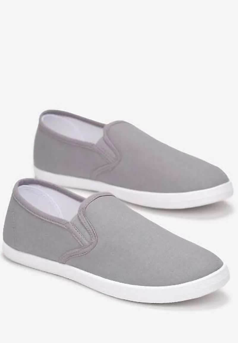 Szare Materiałowe Tenisówki na Elastycznej Podeszwie Aishani