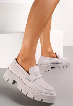 Szare Mokasyny na Grubej Podeszwie z Protektorem Misal