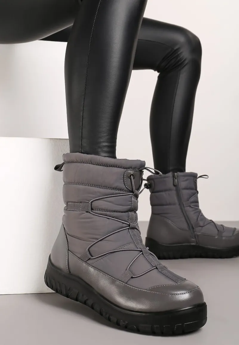 Szare Śniegowce z Futrzanym Ociepleniem i Elastycznym Ściągaczem Tinasira