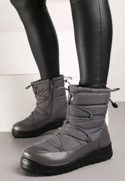 Szare Śniegowce z Futrzanym Ociepleniem i Elastycznym Ściągaczem Tinasira