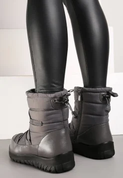 Szare Śniegowce z Futrzanym Ociepleniem i Elastycznym Ściągaczem Tinasira