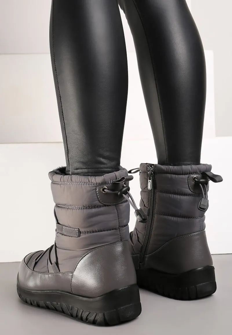 Szare Śniegowce z Futrzanym Ociepleniem i Elastycznym Ściągaczem Tinasira