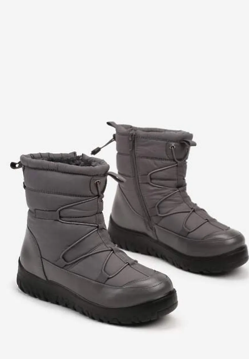Szare Śniegowce z Futrzanym Ociepleniem i Elastycznym Ściągaczem Tinasira