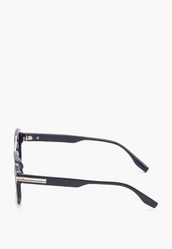 Szare Okulary Przeciwsłoneczne w Stylu Pilotek ze Złotymi Wstawkami Climilia