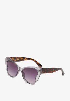 Szare Oryginalne Okulary Przeciwsłoneczne Cat Eye Nleasa