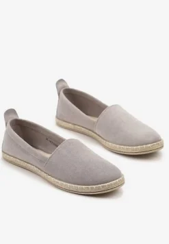 Szare Płaskie Espadryle z Plecionką na Podeszwie Julietae