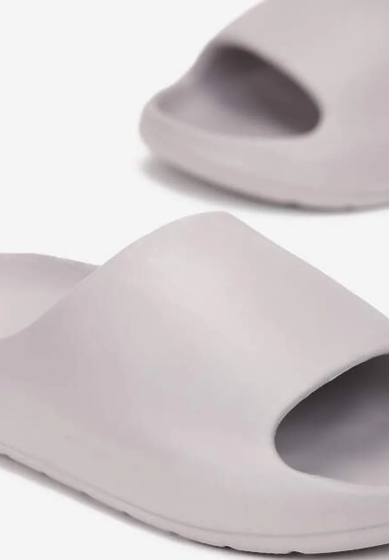 Szare Piankowe Klapki z Grubą Podeszwą i Szerokim Paskiem Zamila