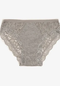 Szare Prążkowane Majtki Figi z Koronką Okarde