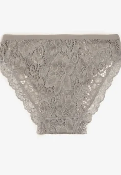 Szare Prążkowane Majtki Figi z Koronką Okarde
