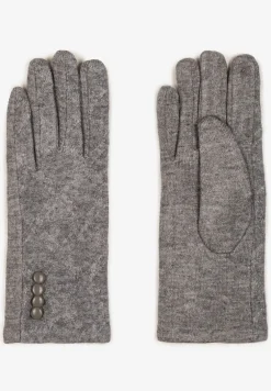 Szare Rękawiczki z Bawełną i Ozdobnymi Guzikami Zinnaeth