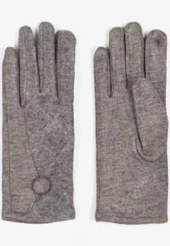 Szare Rękawiczki z Bawełną Ozdobione Guzikiem Zinorith