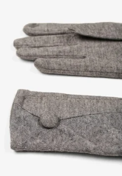 Szare Rękawiczki z Bawełną Ozdobione Guzikiem Zinorith