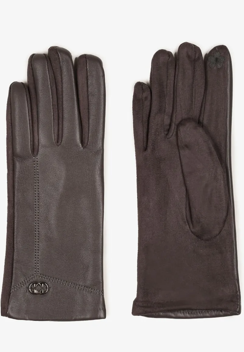 Szare Rękawiczki z Ekoskóry Zinnarra