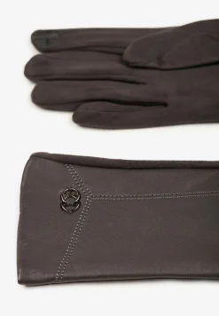 Szare Rękawiczki z Ekoskóry Zinnarra