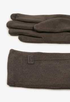 Szare Rękawiczki Zimowe z Bawełną Ozdobione Aplikacją Gralemi