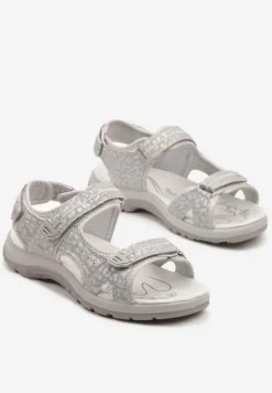 Szare Sandały Vices Ozdobione Geometrycznym Motywem Korazia