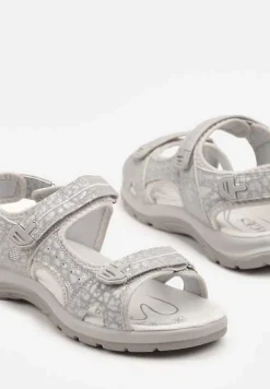 Szare Sandały Vices Ozdobione Geometrycznym Motywem Korazia