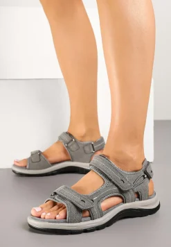 Szare Sandały Vices w Sportowym Stylu na Rzepy Finarielis