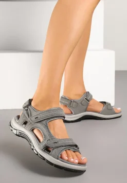 Szare Sandały Vices w Sportowym Stylu na Rzepy Finarielis