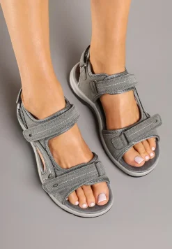 Szare Sandały Vices w Sportowym Stylu na Rzepy Finarielis