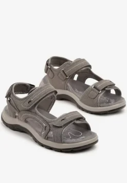 Szare Sandały Vices w Sportowym Stylu na Rzepy Finarielis