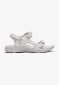Szare Sandały w Sportowym Stylu ze Skórzaną Wkładką Acakaia
