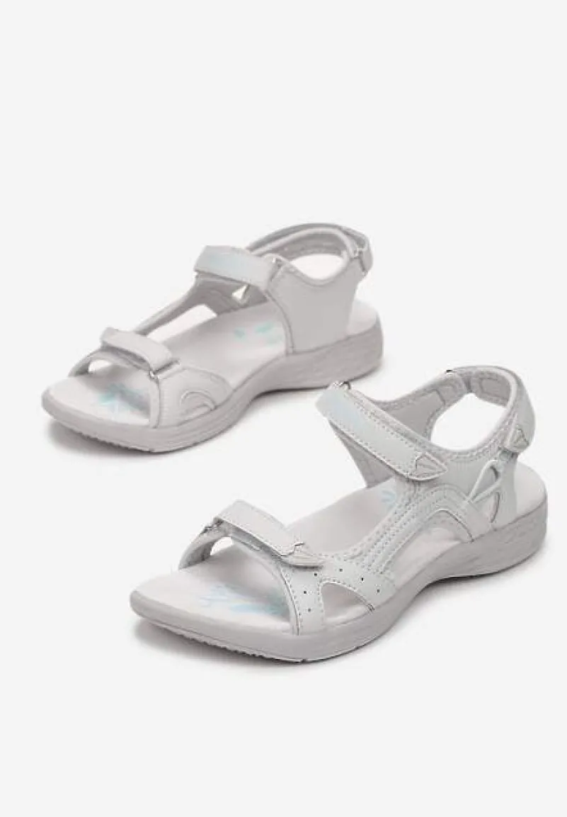 Szare Sandały w Sportowym Stylu ze Skórzaną Wkładką Acakaia