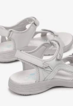 Szare Sandały w Sportowym Stylu ze Skórzaną Wkładką Acakaia