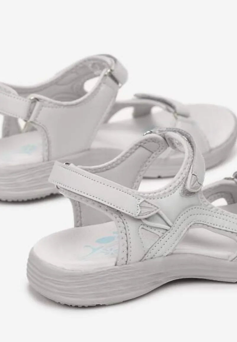 Szare Sandały w Sportowym Stylu ze Skórzaną Wkładką Acakaia