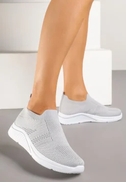Szare Siateczkowe Buty Sportowe Sneakersy o Wsuwanym Fasonie Niltewi