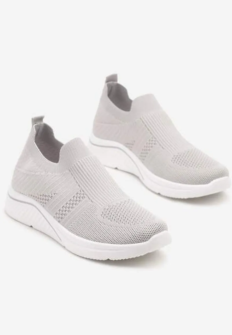 Szare Siateczkowe Buty Sportowe Sneakersy o Wsuwanym Fasonie Niltewi