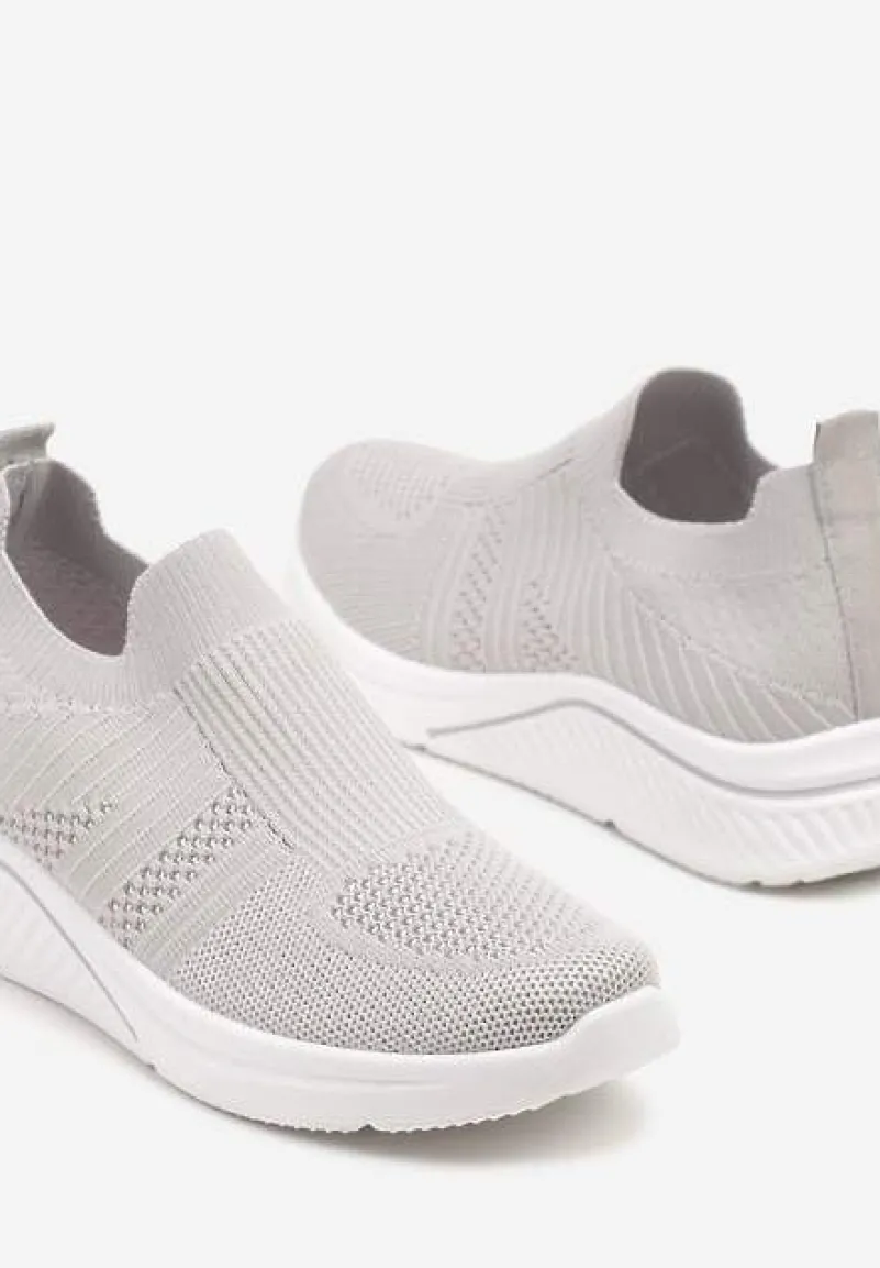 Szare Siateczkowe Buty Sportowe Sneakersy o Wsuwanym Fasonie Niltewi