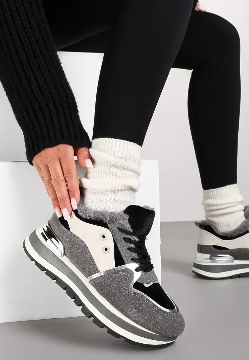 Szare Sneakersy na Zimę z Futerkowym Ociepleniem Vertiste