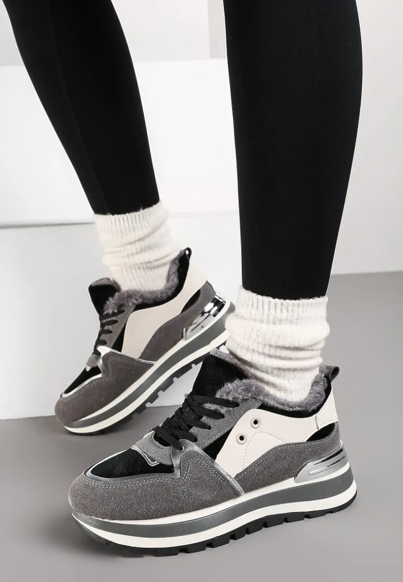 Szare Sneakersy na Zimę z Futerkowym Ociepleniem Vertiste