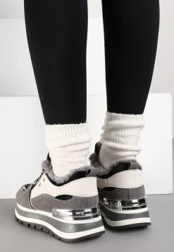 Szare Sneakersy na Zimę z Futerkowym Ociepleniem Vertiste